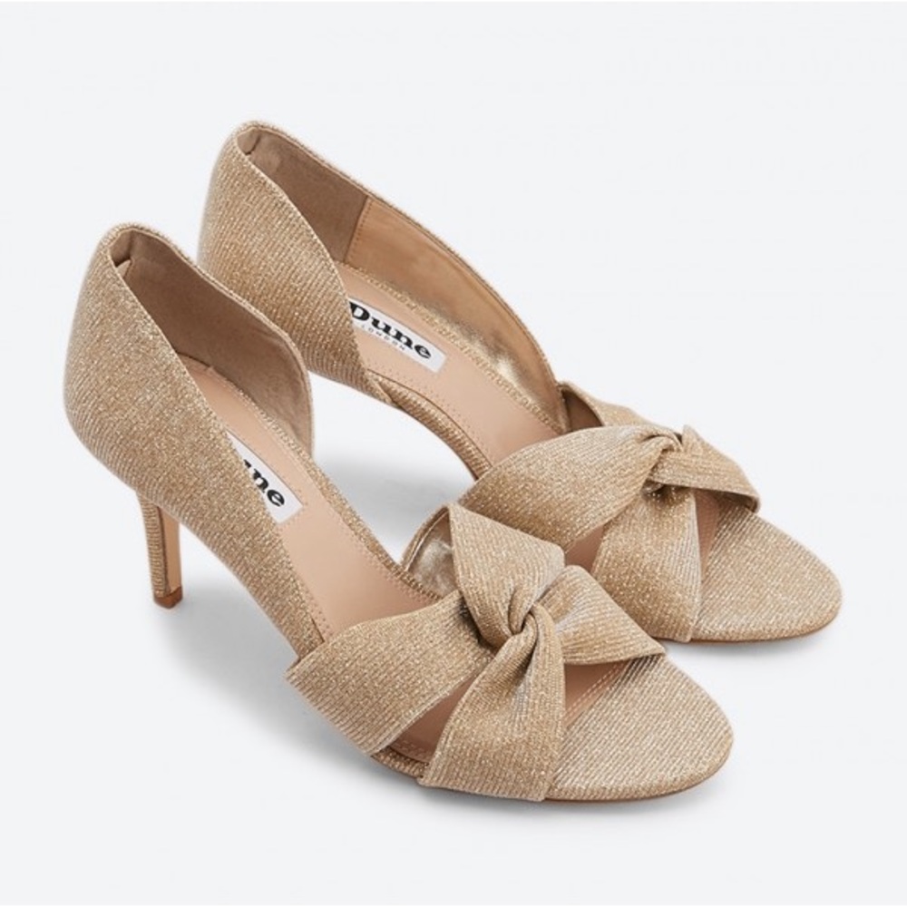 Dune London Capitol Di Gold Twist Upper Open Toe Pumps Size 6 / Euro 37